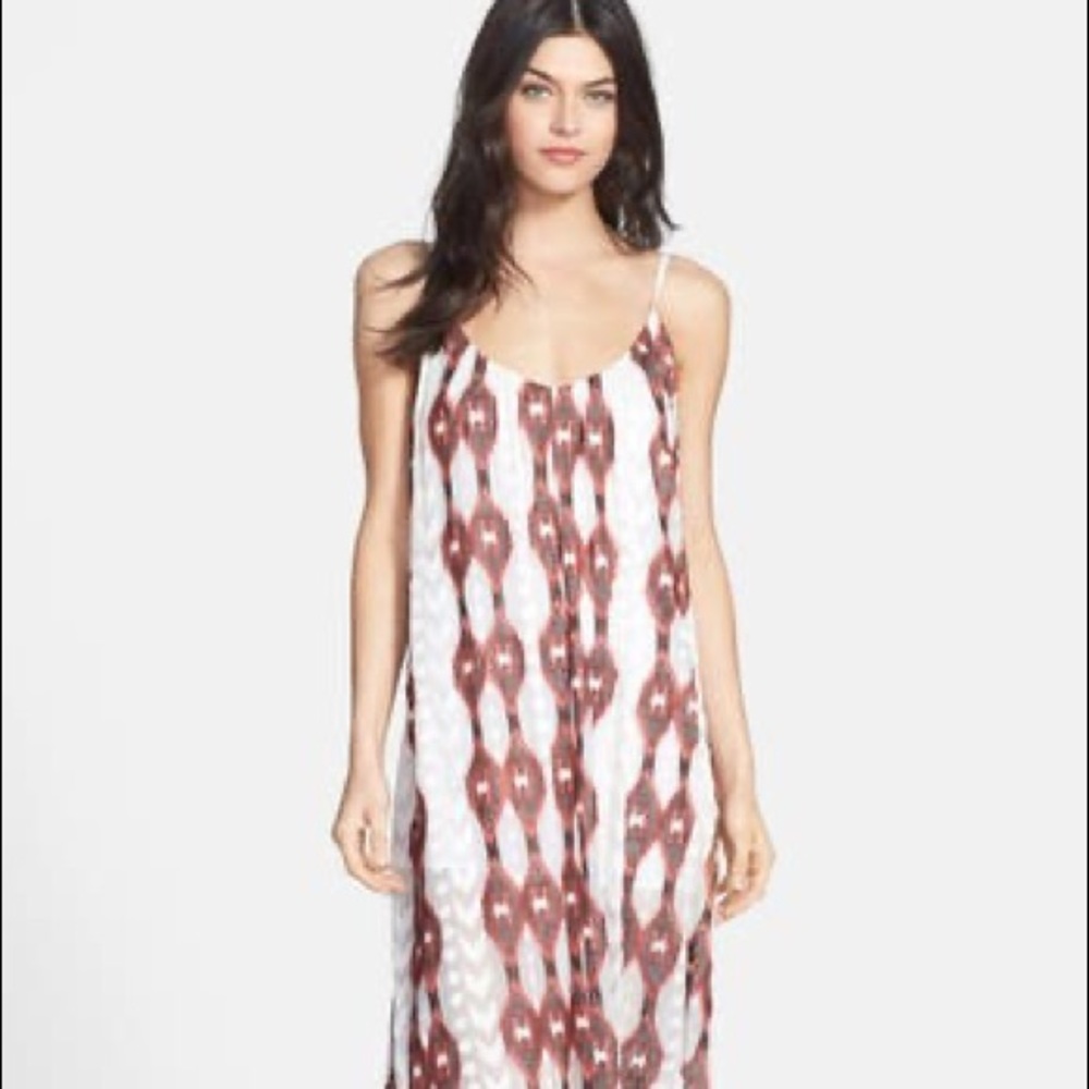 Line & Dot Embroidered Silk Chiffon Maxi Dress